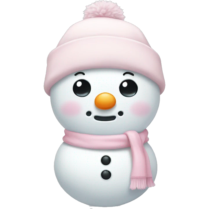 Cute white and light pink snowman emoji