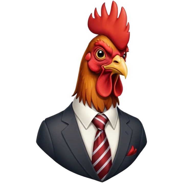 rooster wearing a necktie emoji
