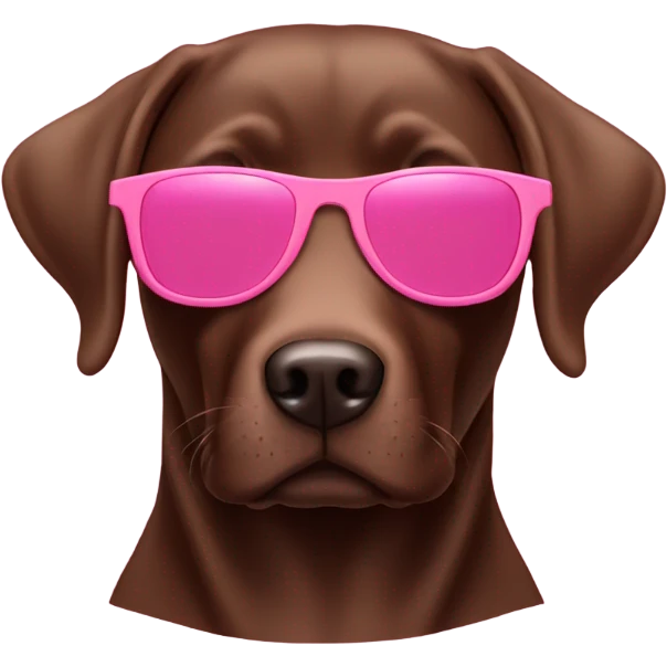 chocolate labradorite wearing pink sunglasses emoji