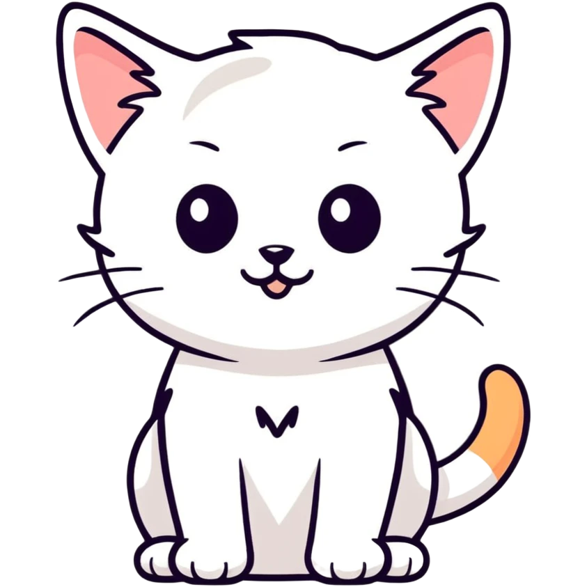 cute kitten, cartoonish sticker style emoji