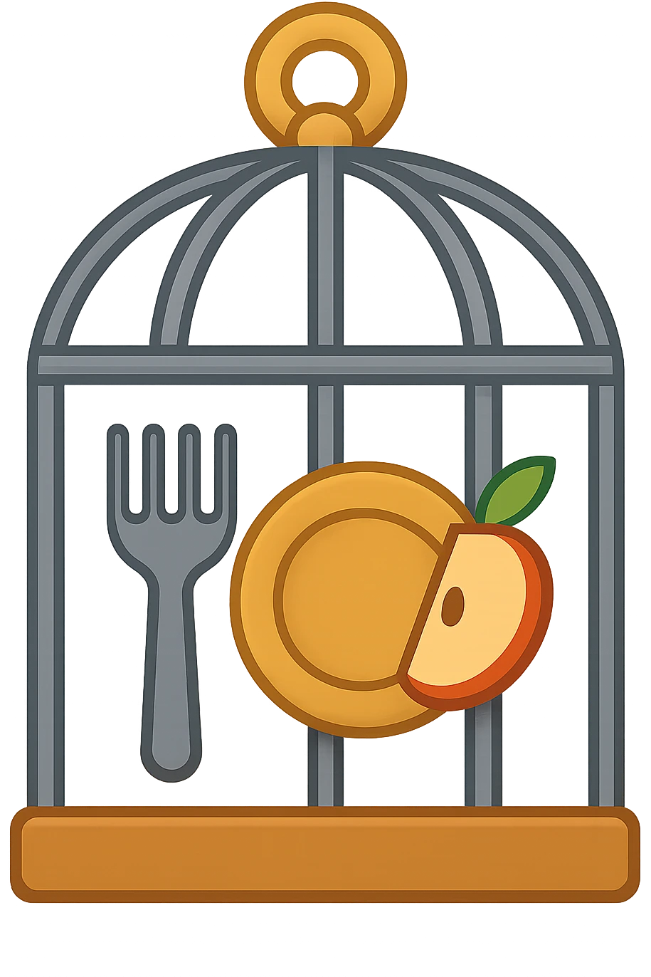 Disturbi alimentari visti come una gabbia stile emoji iphone. emoji