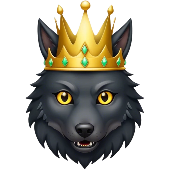 Scary Evil Black Wolf with Gold Crown emoji