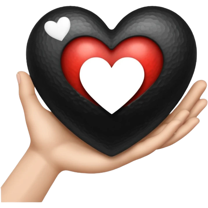  black and white heart in hand emoji