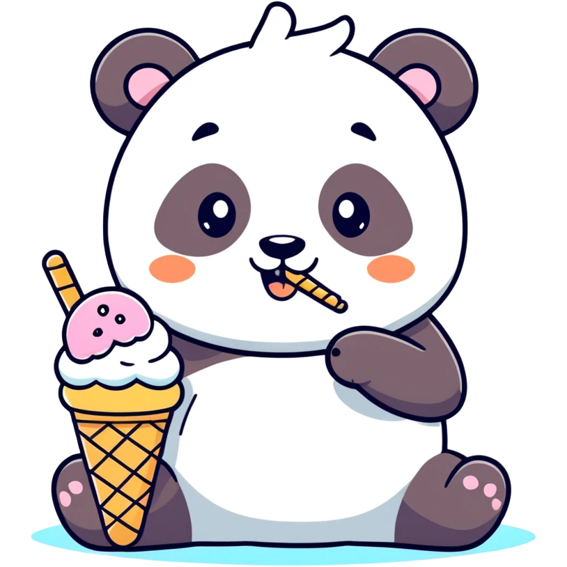 Panda eating ice cream emoji