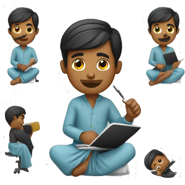 a bengali man editing videos wearing lungi emoji