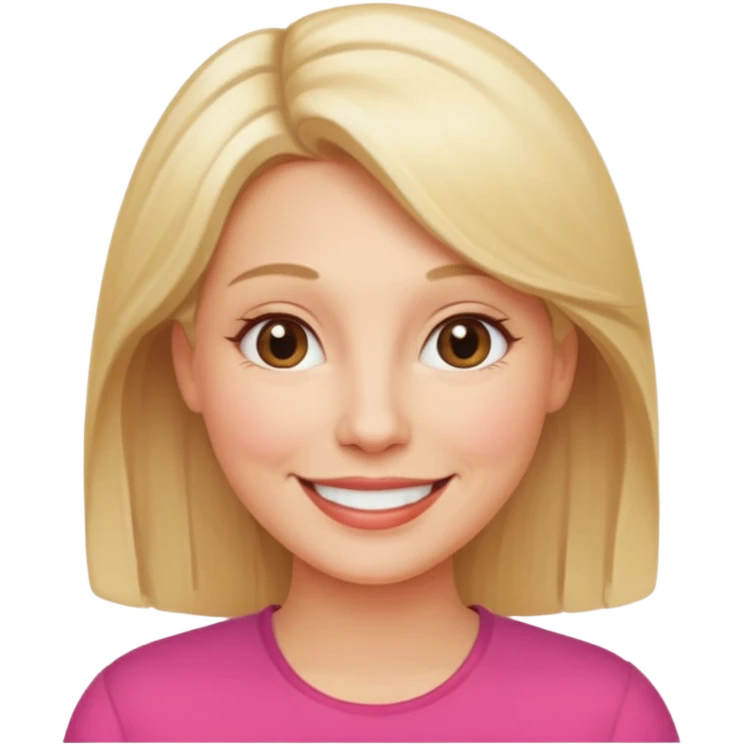 female, mid-age, blonde hair smile emoji