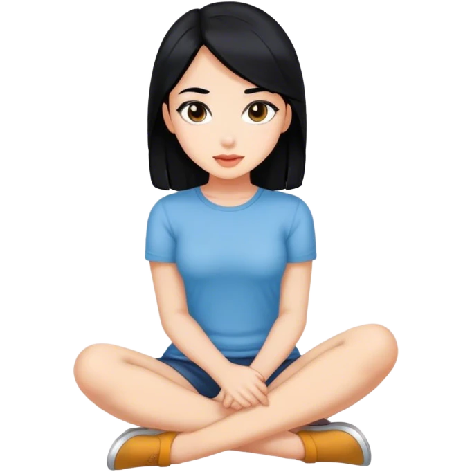pretty girl black hair sitting down emoji
