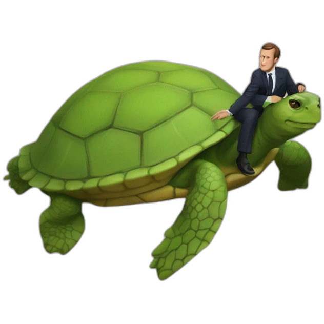 Macron sur une tortue emoji