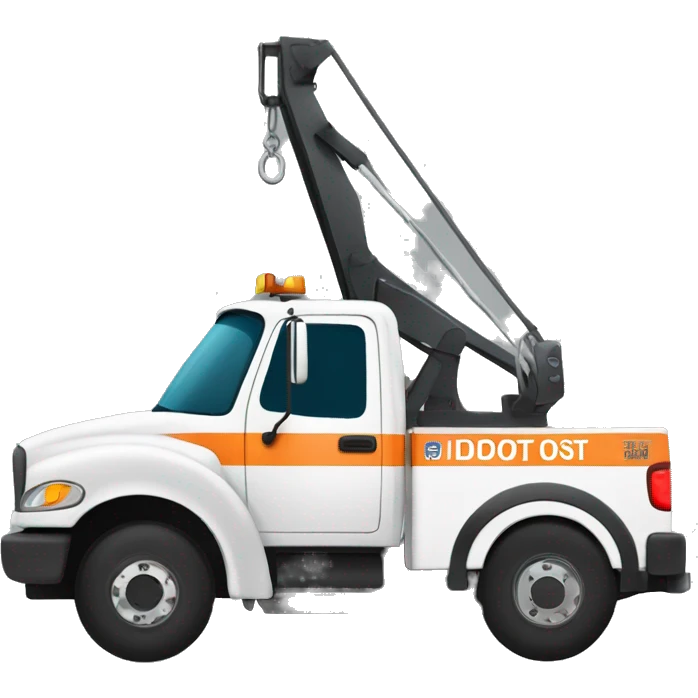 Tow truck with the name of "IDOT" emoji