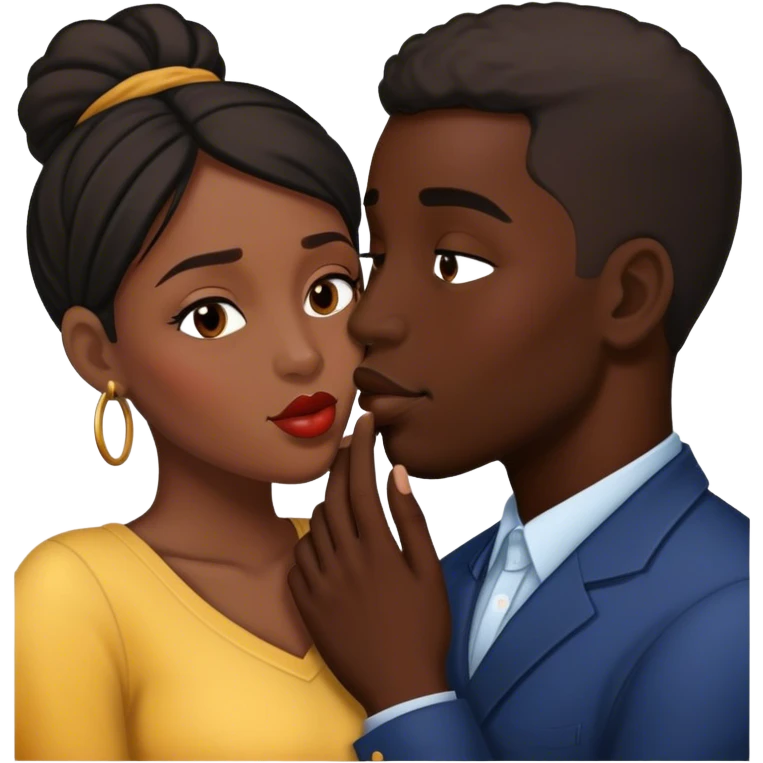 Kiss black woman White black man emoji