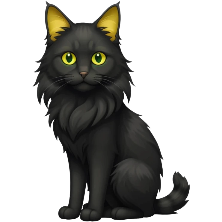 main coon black cat with green yellowish eyes full body emoji
