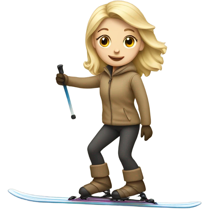 blond girl on a beige skis emoji