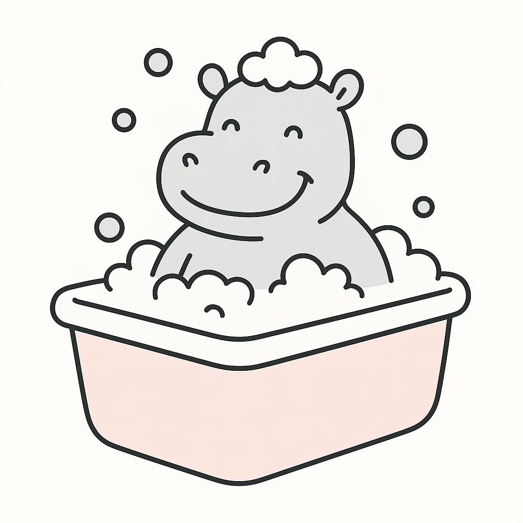 happy hippo with bubbles in bathtub emoji