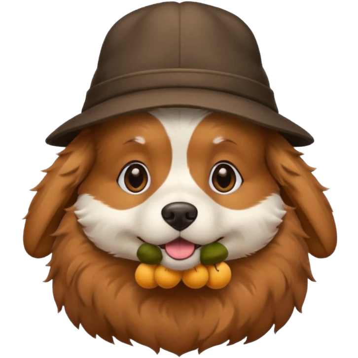 un chien avec un chapeau emoji