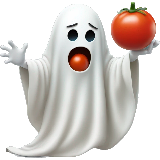 Cute Ghost throwing tomato in hand emoji