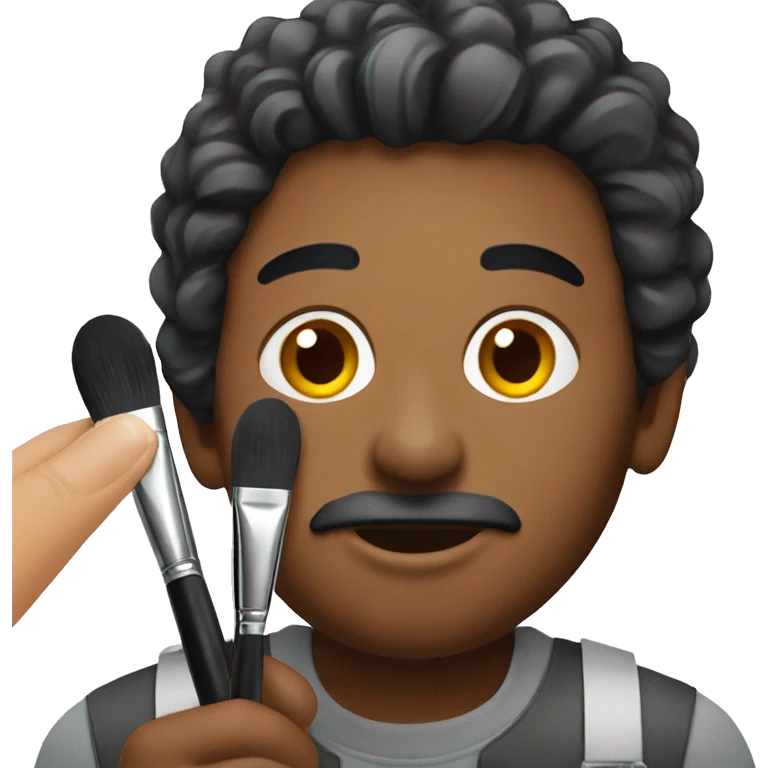 Male makeup artist holding makeup brush emoji