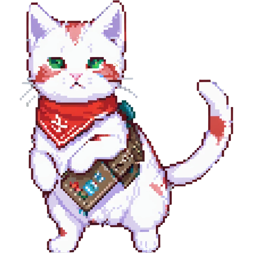 a little cat with two lm249's and a red bandana, he's just blasting!
 emoji