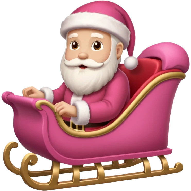 Pink sleigh with a pink santa inside, text on top of it that says "sleigh"  emoji