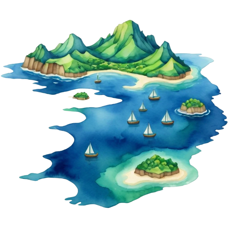 modern sea map with islands emoji