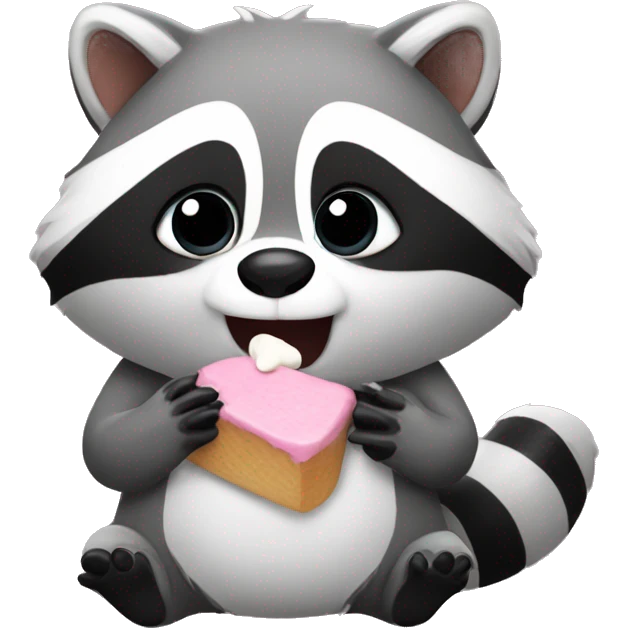 Cute raccoon eating a marshmallow  emoji