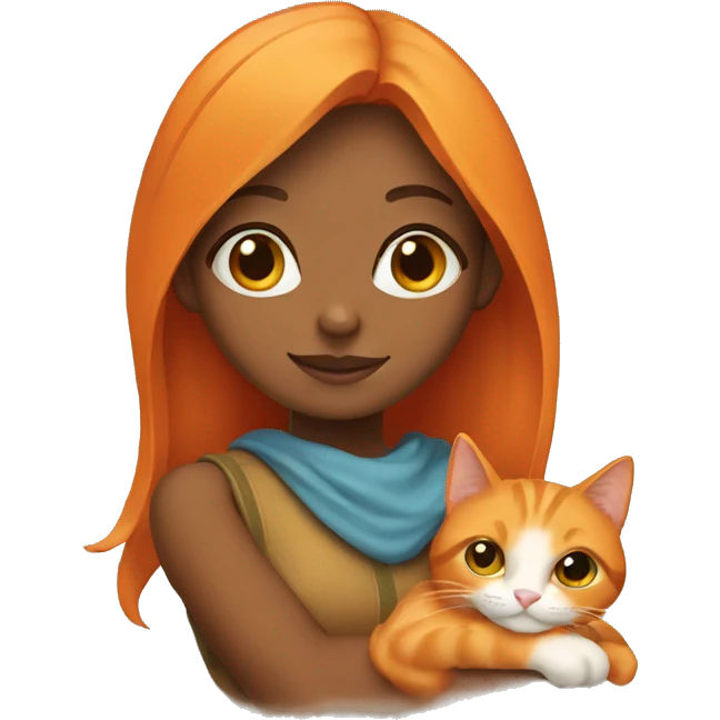 Girl with orange cat emoji