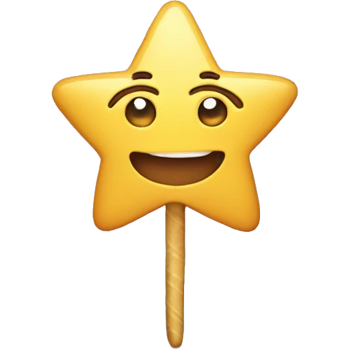 a star with a cute face and magic wand emoji