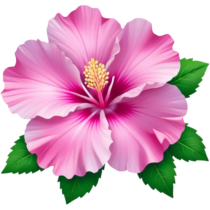 Cinematic Realistic image of a Mugunghwa flower (Rose of Sharon), rendered with delicate petal textures and vibrant pink hues, set against a minimalist background with gentle, diffused lighting that highlights its national significance emoji