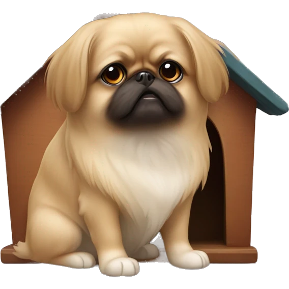 Pekinese in doghouse emoji