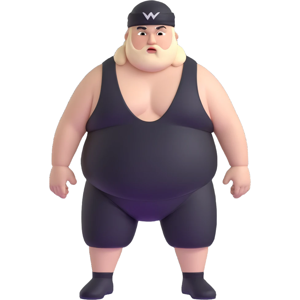 White skin fat guy with black durag in wrestling singlet emoji