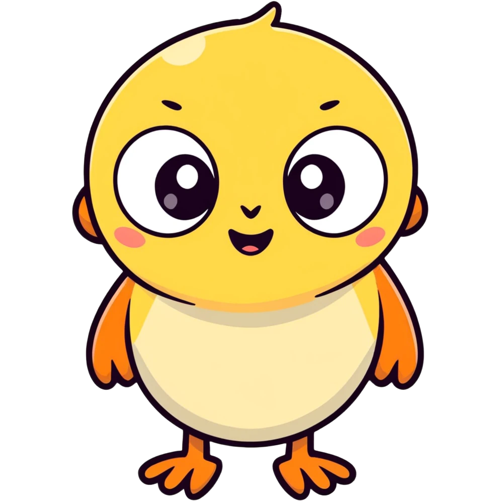 playful cartoon character, bright colors, big expressive eyes emoji