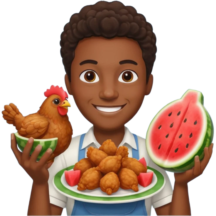 black person holding fried chicken and watermelon emoji