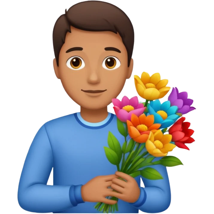 man flower-holding person bouqet emoji