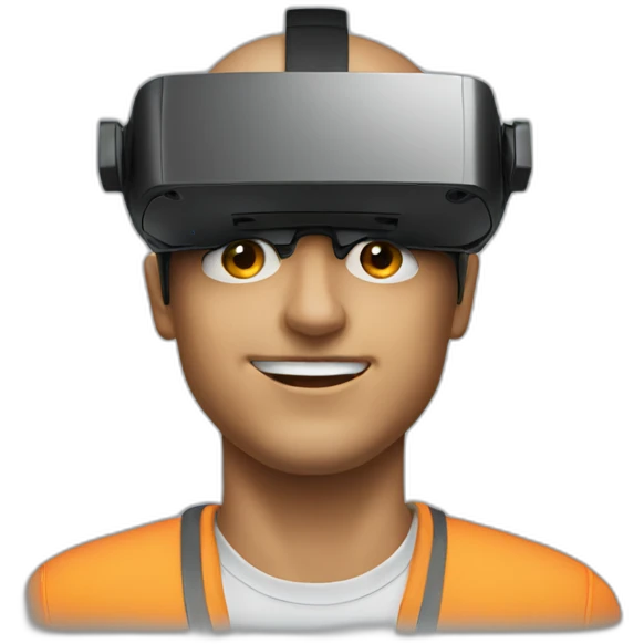 mans head wearing vr emoji