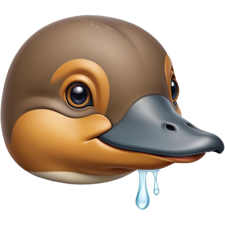 cute close-up of platypus face, zoom in on duck bill and eyes, anatomically accurate but adorable, detailed features, proper coloration, natural expression emoji