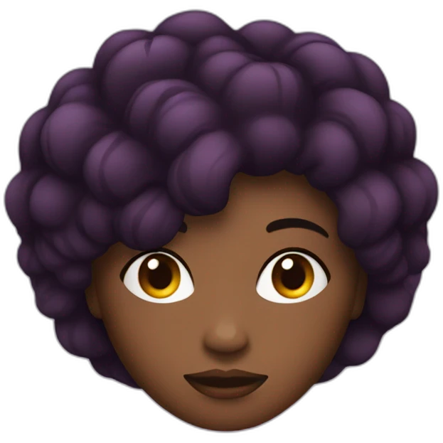 Femme avec les cheveux noir avec une aubergine emoji
