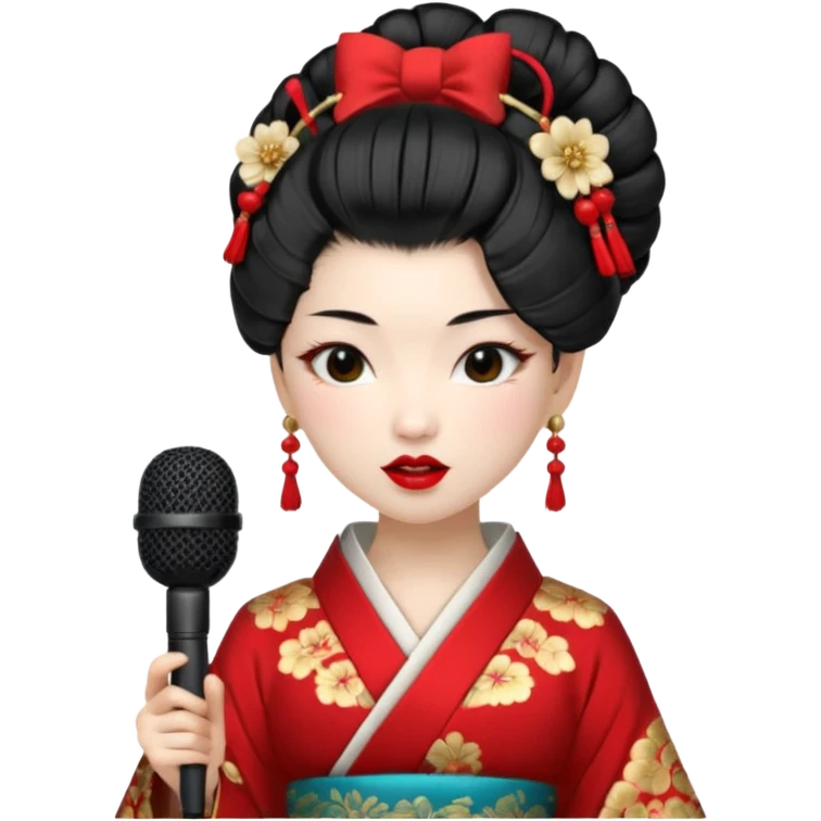 geisha singing with micro emoji