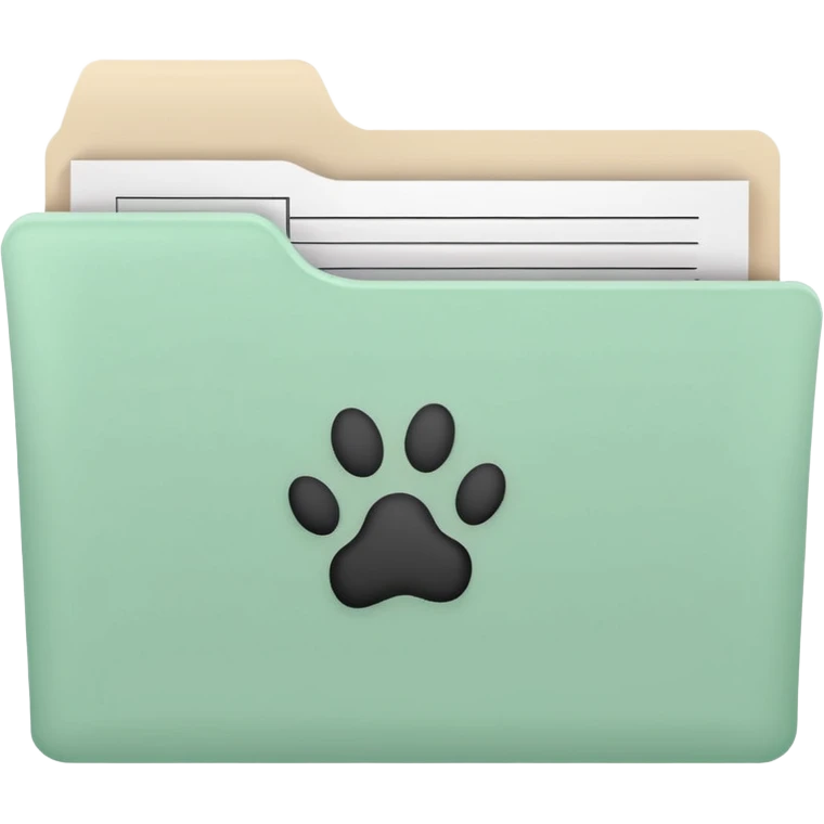 a pastel green folder of documents with a pawprint on it emoji