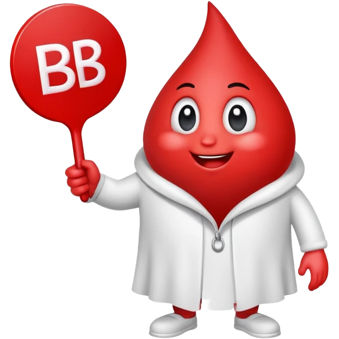 blood drop character holding a BRB sign emoji