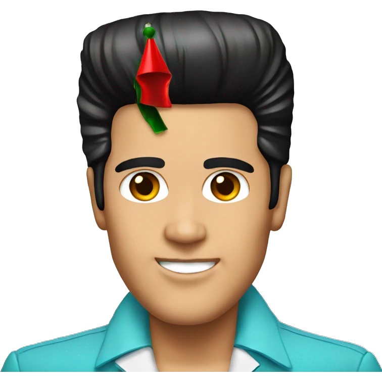 Elvis with a christmas hat emoji