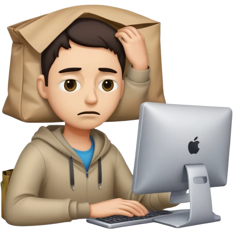 meme of tired person at computer  emoji