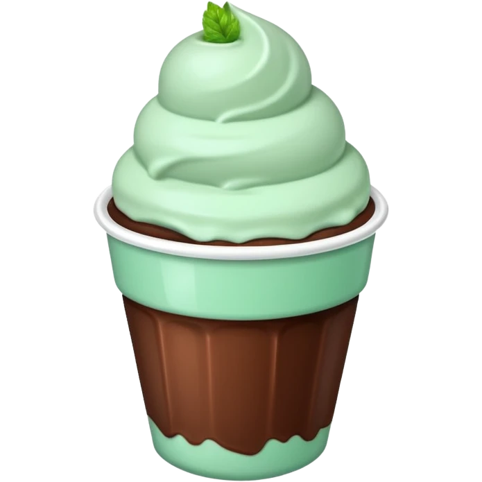 white cup with mint and chocolate ice cream emoji