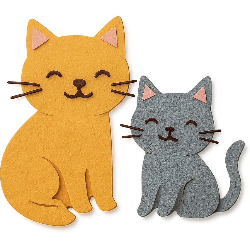 two cats paper craft style emoji