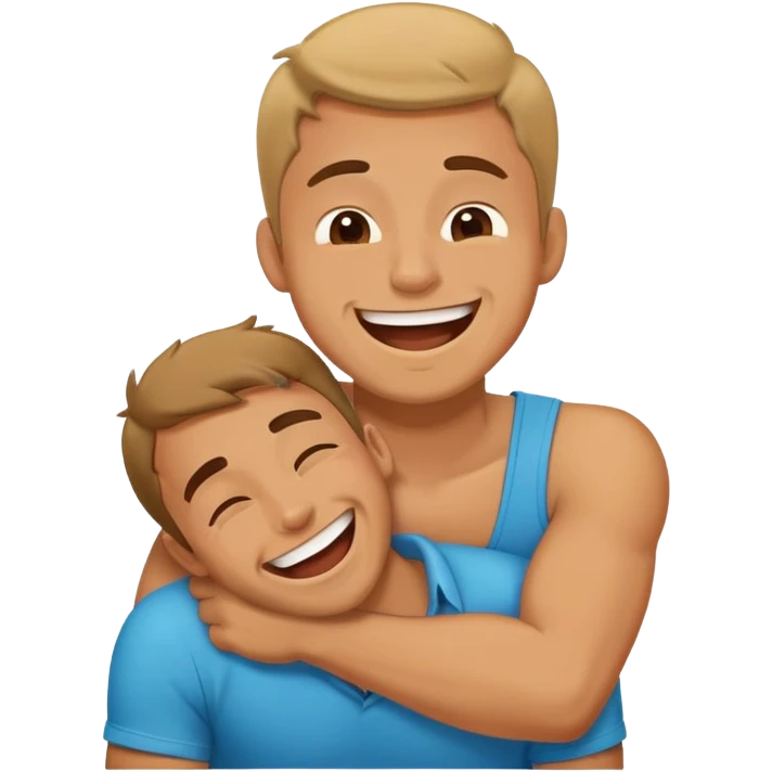 Guy putting himself in a chokehold laughing emoji