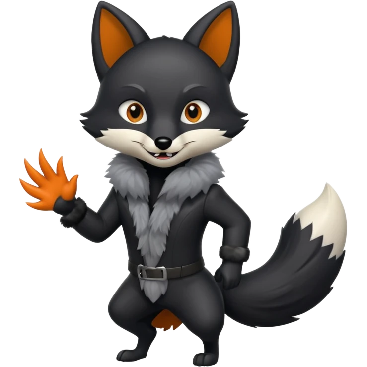 Black fox attacking emoji