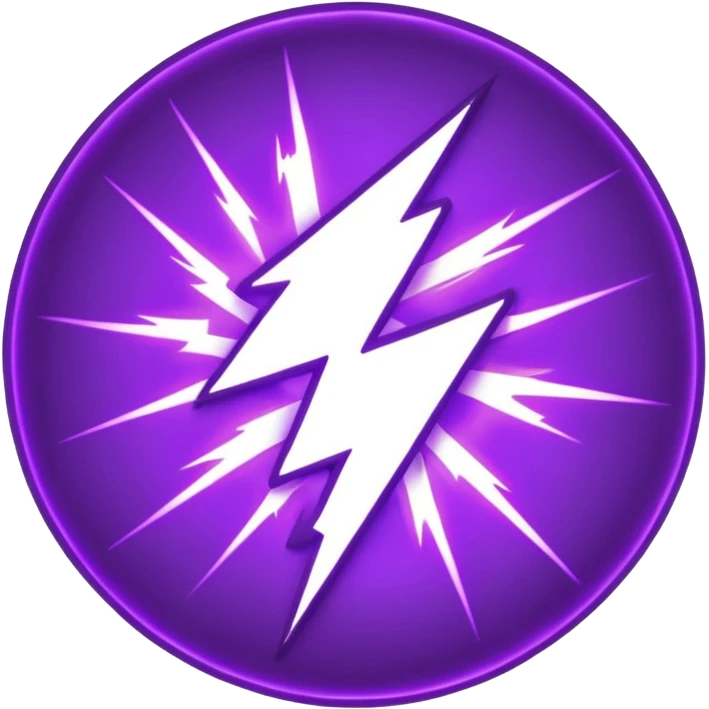 Combination of red blue lightening creating purple lightening in circle shape emoji
