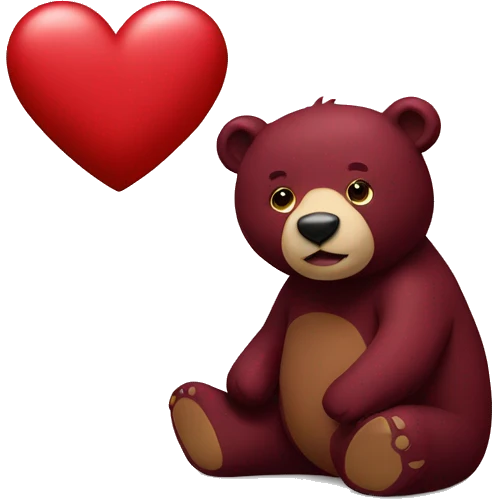 Burgundy bear with heart emoji
