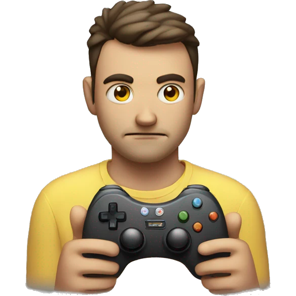 Sad man holding game controller emoji