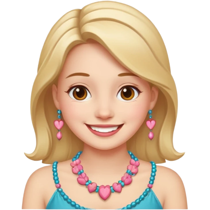 Счастливая Девушка с украшение на шее в виде бус emoji