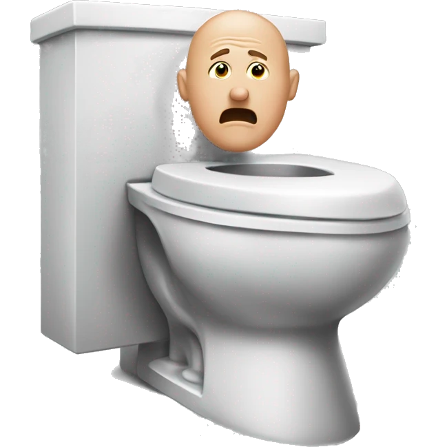 Man coming out of toilet who’s bald  emoji