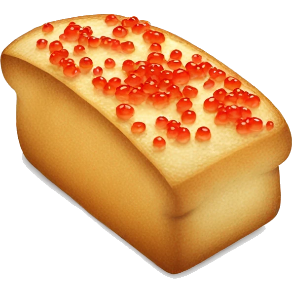 a piece of bread with butter and red caviar emoji